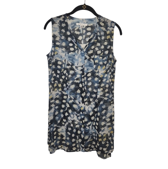 Cabi Women's Blue/White DappledDot Floral Semi Sheer Sleeveless TunicTop Size XS - Picture 1 of 12